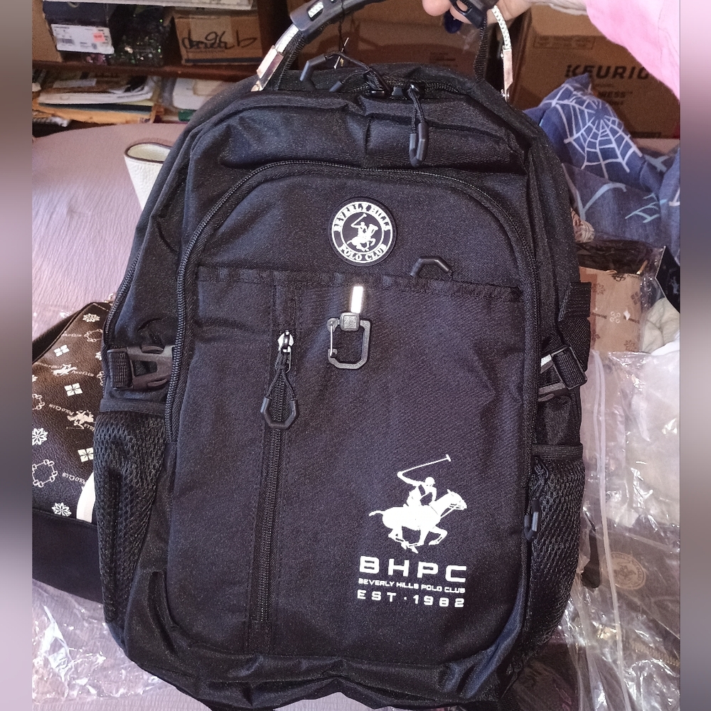 Beverly Hills Polo Club BHPC Black Backpack Cushion Straps